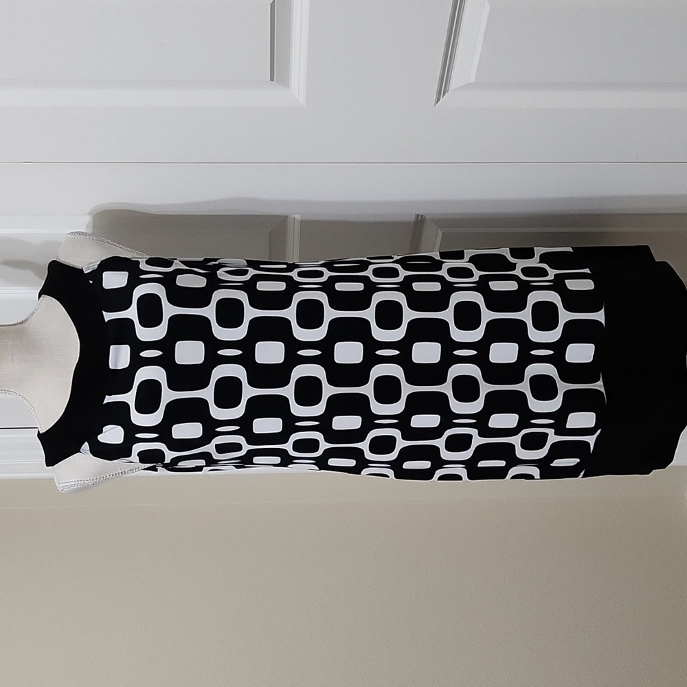 TIANA B SLEEVELESS BLACK & WHITE VINTAGE DRESS SZ M IN GREAT CONDITION
